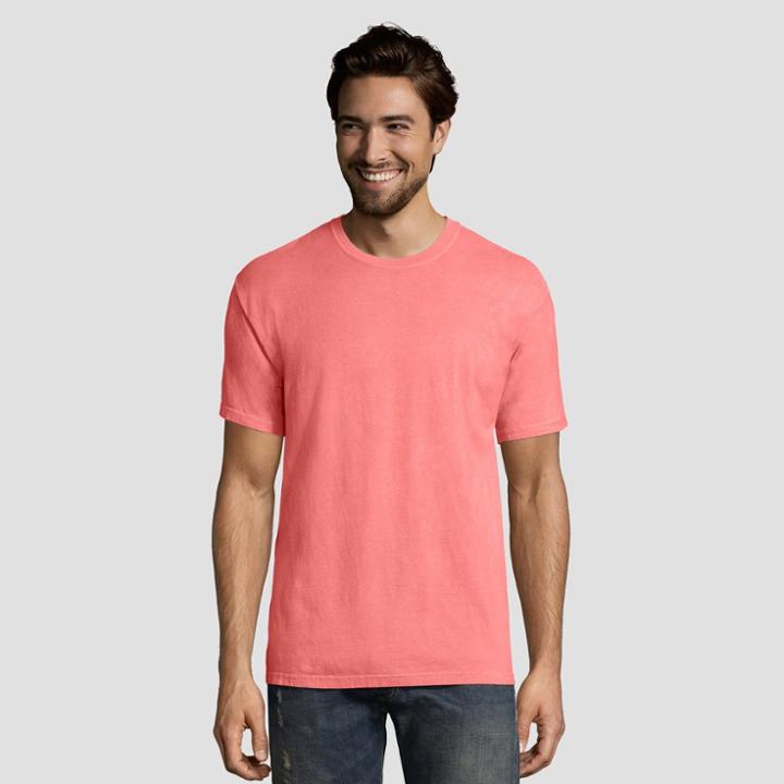Hanes 1901 Men's Short Sleeve T-shirt - Coral (pink)
