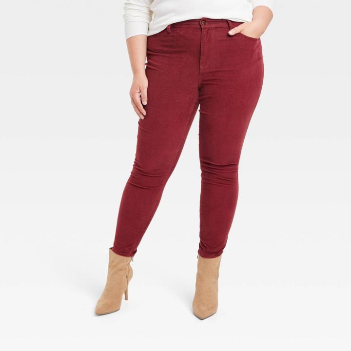 Women's Plus Size High-rise Corduroy Skinny Jeans - Universal Thread Red