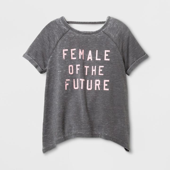 Grayson Social Girls' Female Of The Future Graphic T-shirt - Charcoal
