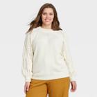 Women's Plus Size Mock Turtleneck Pullover Sweater - Who What Wear Cream