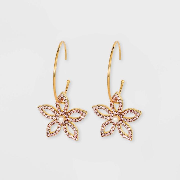 Sugarfix By Baublebar Cut-out Crystal Flower Drop Earrings - Pink