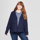 Women's Plus Size Long Sleeve Textured Short Open Layering Cardigans - Universal Thread Blue