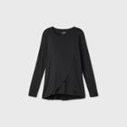 Maternity Long Sleeve Round Neck Cross Panel Nursing T-shirt - Isabel Maternity By Ingrid & Isabel Black