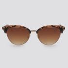 Women's Animal Print Cat-eye Plastic Metal Combo Sunglasses - A New Day Brown, Women's, Size: Small, Brown/grey