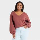 Women's Plus Size French Terry Sweatshirt - Universal Thread Dark Red