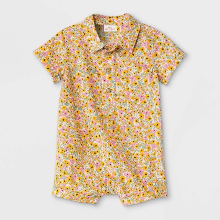 Baby Boys' Floral Woven Romper - Cat & Jack Yellow