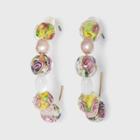 Mixed Floral Beaded Hoop Earrings - A New Day ,