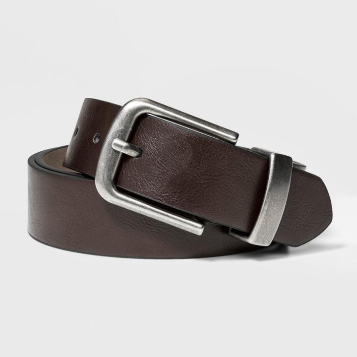 Target Men's 35mm Antique Nickle Loop Buckle Belt - Goodfellow & Co Brown
