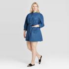 Women's Plus Size 3/4 Sleeve Dress - Who What Wear Indigo 1x, Women's, Size: