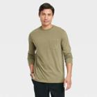Men's Long Sleeve Garment Dyed Pocket T-shirt - Goodfellow & Co Forest Green