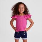 Genuine Kids From Oshkosh Toddler Girls' Off The Shoulder Short Sleeve Blouse - Dark Pink