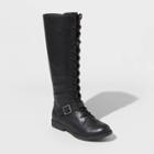 Women's Magda Faux Leather Lace-up Buckle Riding Boots - Universal Thread Black