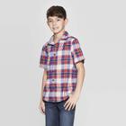 Boys' Stripe Short Sleeve Button-down Shirt - Cat & Jack Blue
