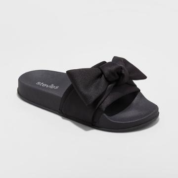 Girls' #winwinwin Satin Slide Sandals Stevies - Black