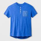 Boys' Henley Short Sleeve Shirt - Cat & Jack Blue
