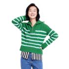 Women's Quarter Zip Striped Cable Knit Sweater - La Ligne X Target Green/light Blue Xxs