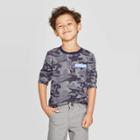 Toddler Boys' Jacquard Camo Henley Long Sleeve T-shirt - Cat & Jack Blue 4t, Boy's, Green