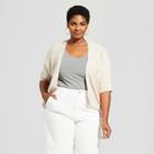 Women's Plus Size Short Sleeve Cardigan - A New Day Oatmeal X