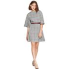 Women's Plaid Short Sleeve Turtleneck Knit Menswear Dress - 3hearts (juniors') Black/white Xl, Black White