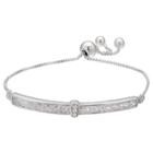 Target Adjustable Bracelet With Clear Bezel Cubic Zirconias In Silver Plate - Clear/gray
