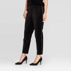 Women's Mid-rise Velvet Slim Ankle Pants - A New Day Black