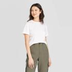 Women's Slim Fit Short Sleeve Cuff T-shirt - A New Day White