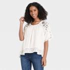 Women's Floral Print Scoop Neck Short Sleeve Top - Knox Rose White