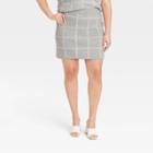 Women's Plus Size Mini Sweater Skirt - A New Day Gray Windowpane