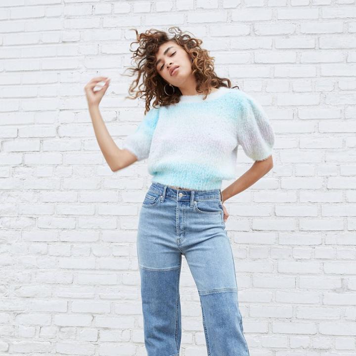Women's Spacedye Short Sleeve Creweck Pullover Sweater - Wild Fable Blue