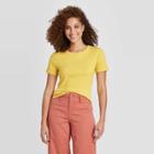Women's Slim Fit Short Sleeve Crewneck Rib T-shirt - A New Day Yellow