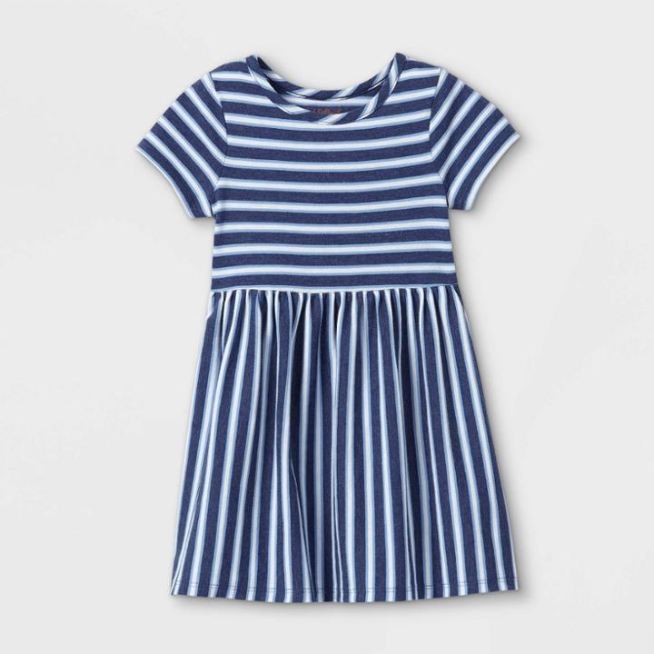 Toddler Girls' Short Sleeve Dress - Cat & Jack Navy/white