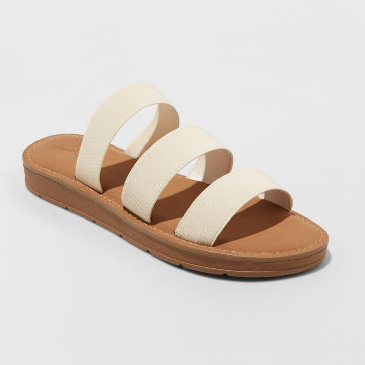 Women's Eden Three Strap Elastic Slide Sandals - Universal Thread Cream (ivory)