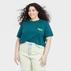 Doe. Women's Plus Size Maui Boyfriend Short Sleeve Graphic T-shirt - Teal Blue