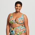 Clean Water Women's Floral Print Tropical Bralette Bikini Top - Pink