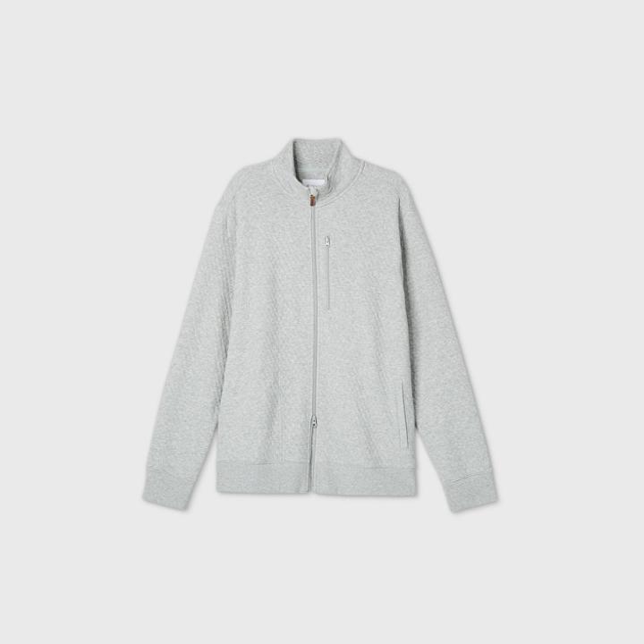 Men's Tall Standard Fit Full Zip Fleece Sweatshirt - Goodfellow & Co Gray