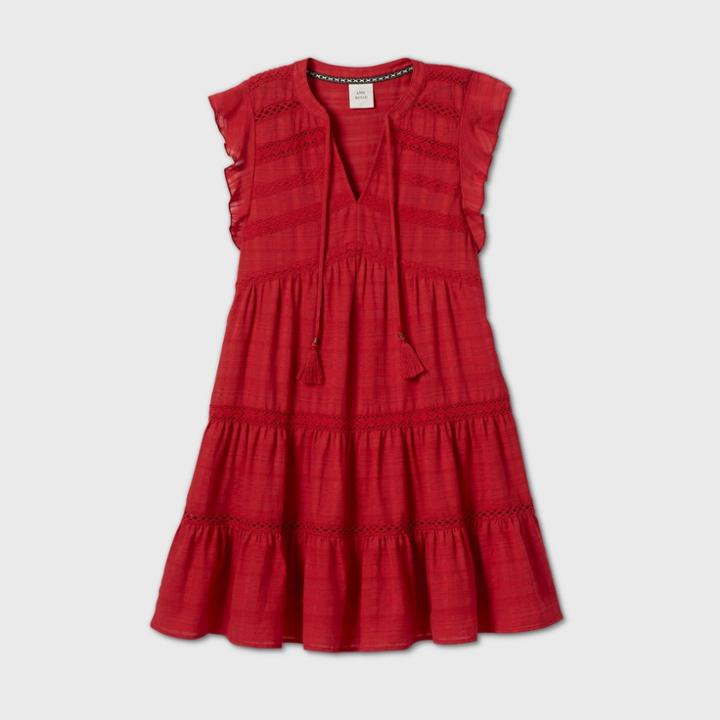Women's Flutter Short Sleeve Dress - Knox Rose Red