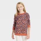 Girls' Crewneck Fleece Pullover Sweatshirt - Cat & Jack Orange