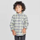 Toddler Boys' Long Sleeve Flannel Button-down Shirt - Art Class Blue 12m, Toddler Boy's, Green