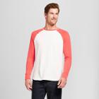 Men's Standard Fit Long Sleeve Raglan Color Block Crew T-shirt - Goodfellow & Co Berry (pink)