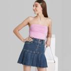 Women's Pleated Jean Mini Skirt - Wild Fable Dark Wash