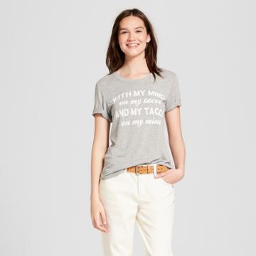 Women's With My Mind On My Tacos Short Sleeve Graphic T-shirt - Zoe+liv (juniors') Heather Gray