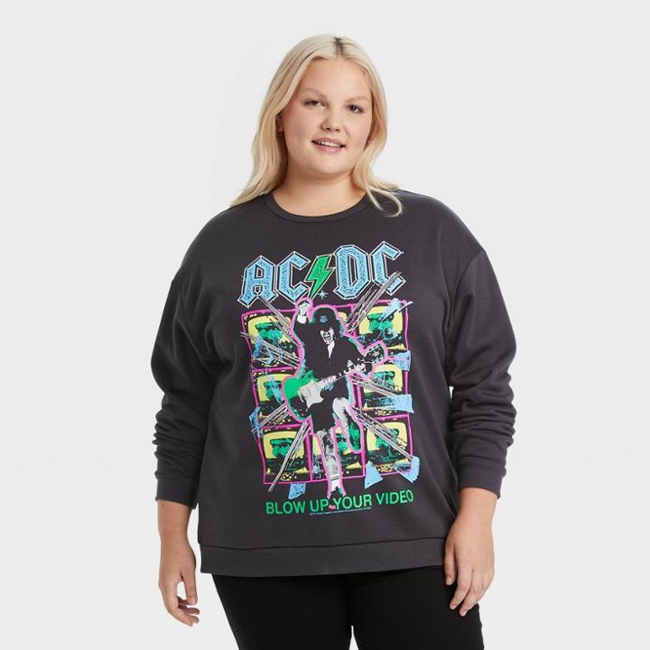 Women's Ac/dc Plus Size Blow Up Your Video Graphic Sweatshirt - Black