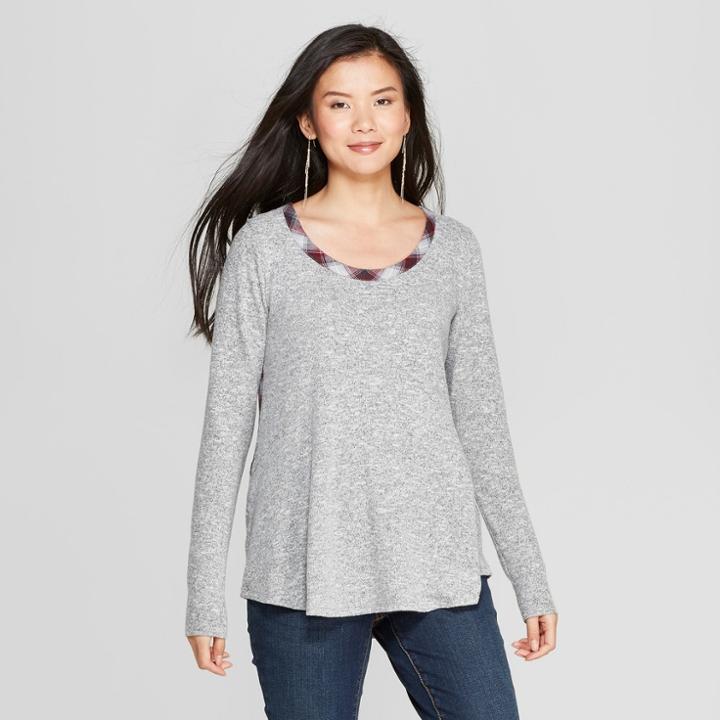 Women's Long Sleeve Sweaterknit Blouse - Knox Rose Heather Gray