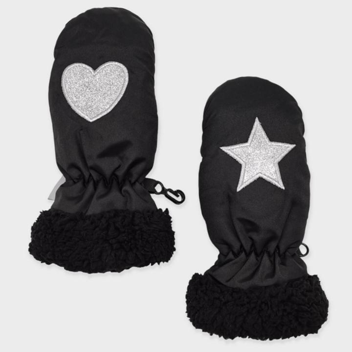 Toddler Girls' Star And Heart Ski Mittens - Cat & Jack Black