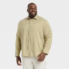 Men's Big & Tall Long Sleeve Woven Button-up Shirt - All In Motion Khaki