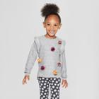 Toddler Girls' Pullover Sweater With Poms - Cat & Jack Heather Gray