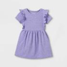 Toddler Girls' Rib Ruffle Short Sleeve Dress - Cat & Jack Purple