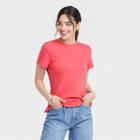Women's Short Sleeve Slim Fit T-shirt - A New Day Pink