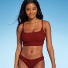 Juniors' Textured Longline Bralette Swim Bikini Top - Xhilaration Coco D/dd Cup