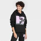 Women's Mtv Pink Logo Hooded Graphic Sweatshirt - Black